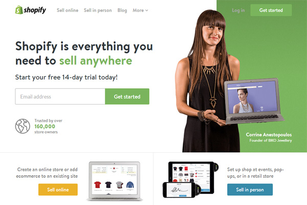 Shopify，一枚簡(jiǎn)潔清新的國(guó)外電子商務(wù)平臺(tái)網(wǎng)站(圖1)